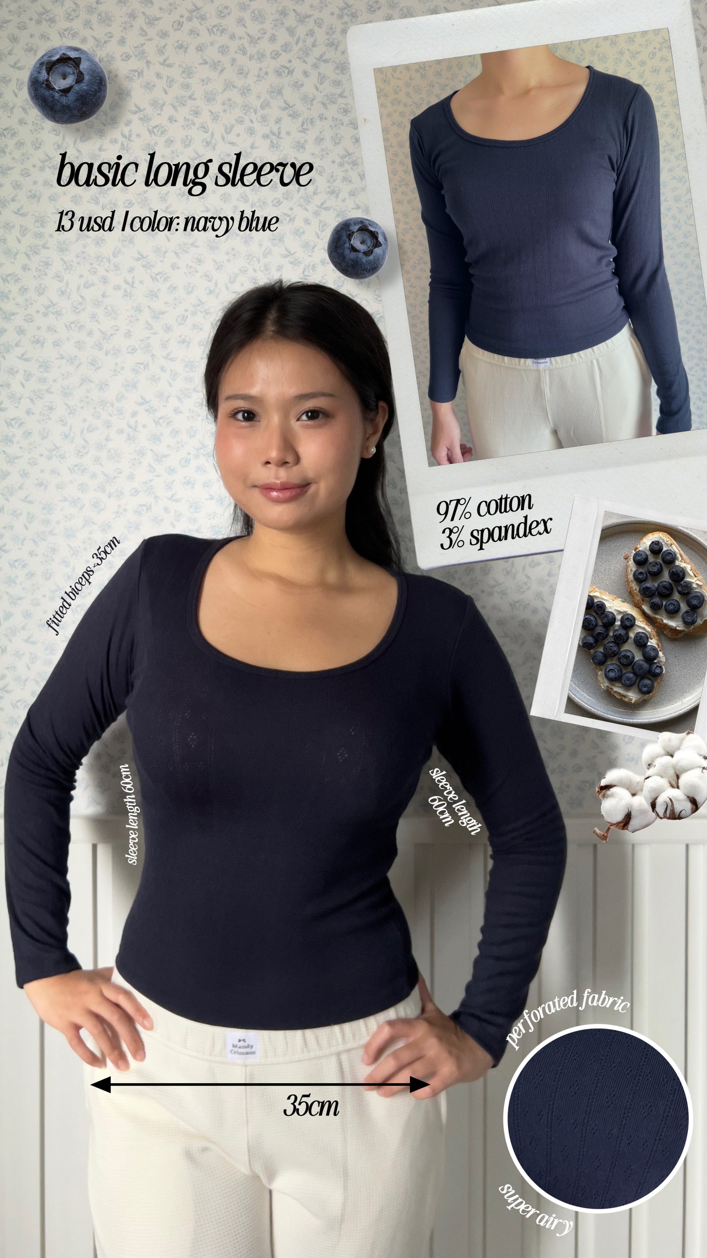 Basic long sleeve (white & navy)