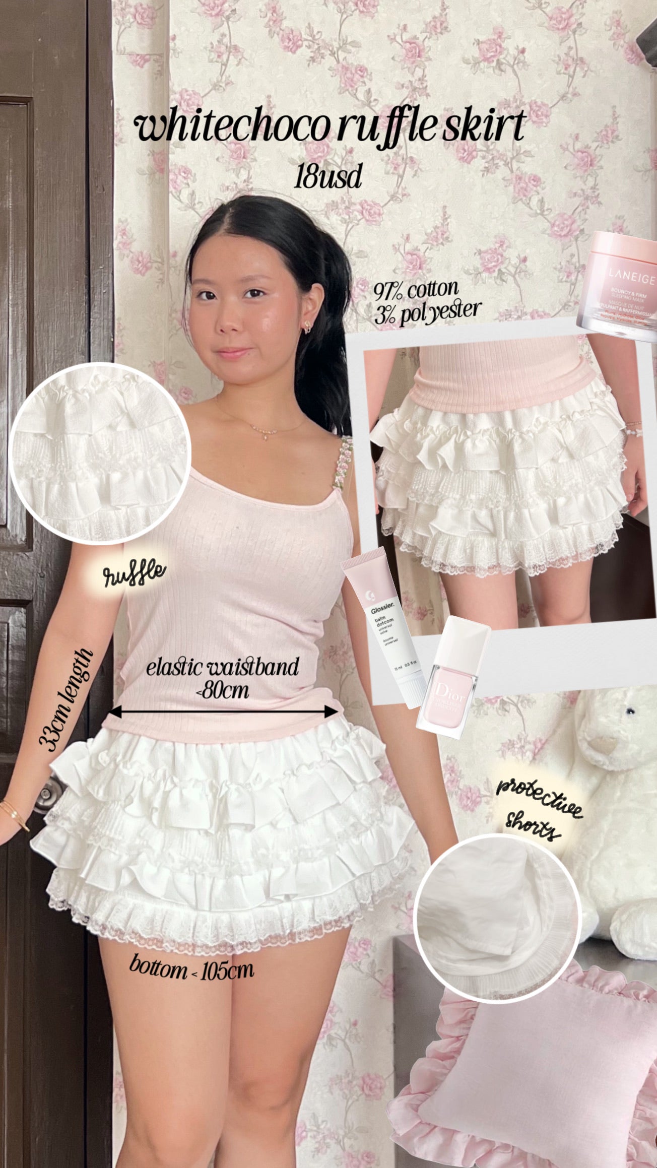 White choco ruffle skirt (small defect)
