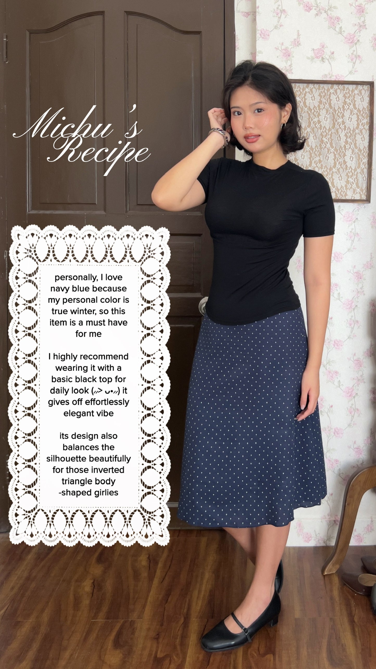 Polkadots midi skirt (navy)