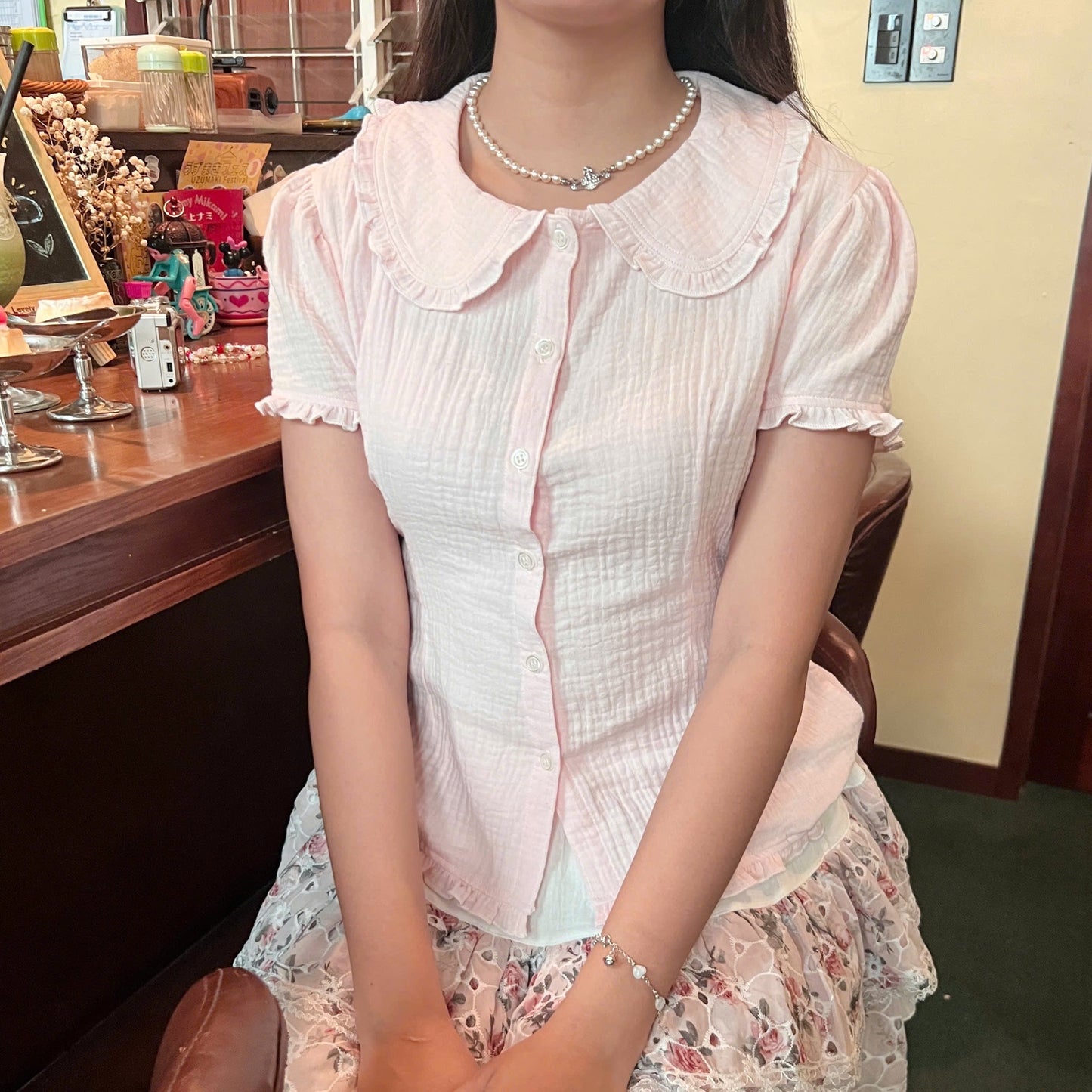 Sawako shirt (White & Pink)