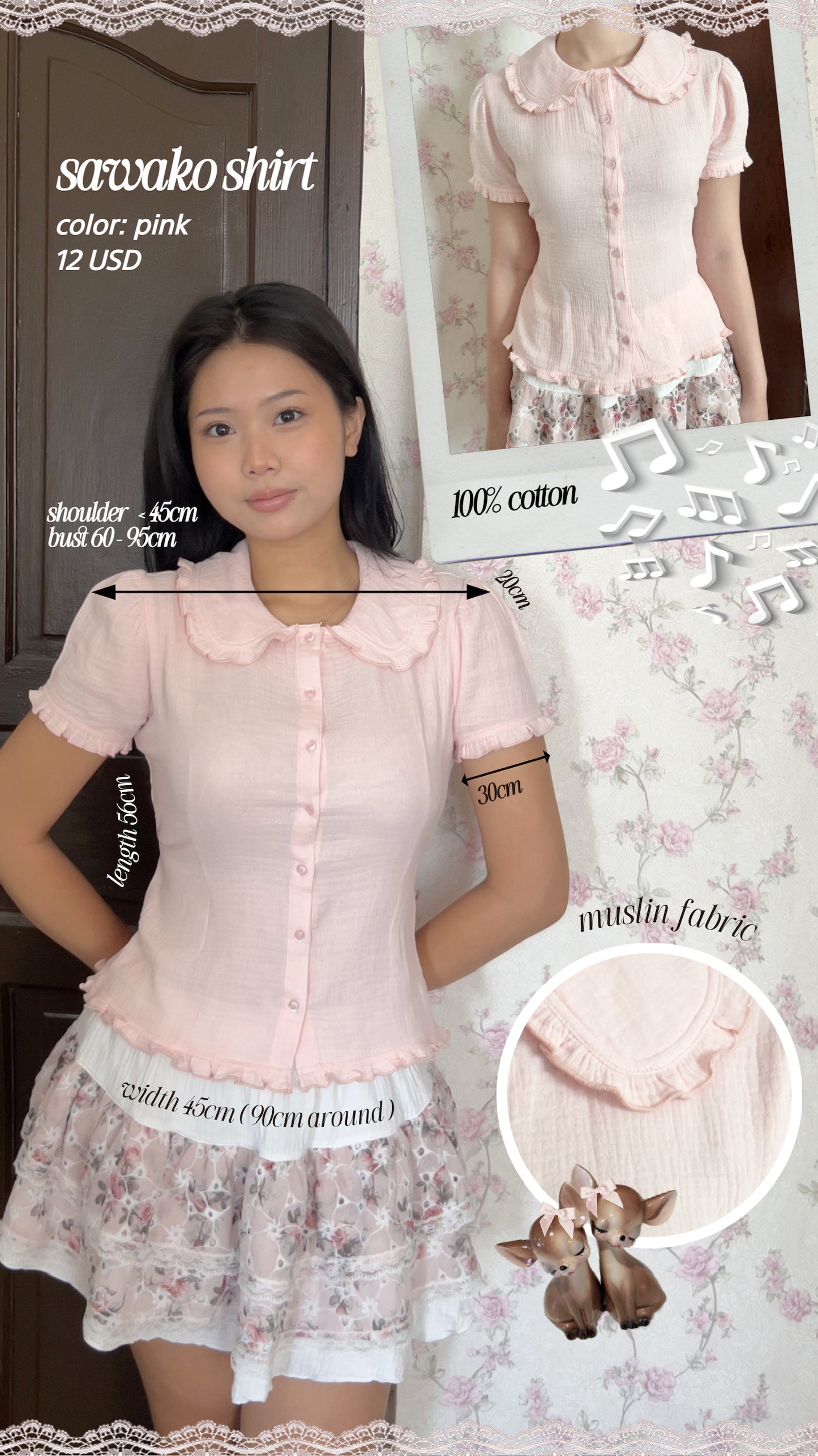 Sawako shirt (White & Pink)