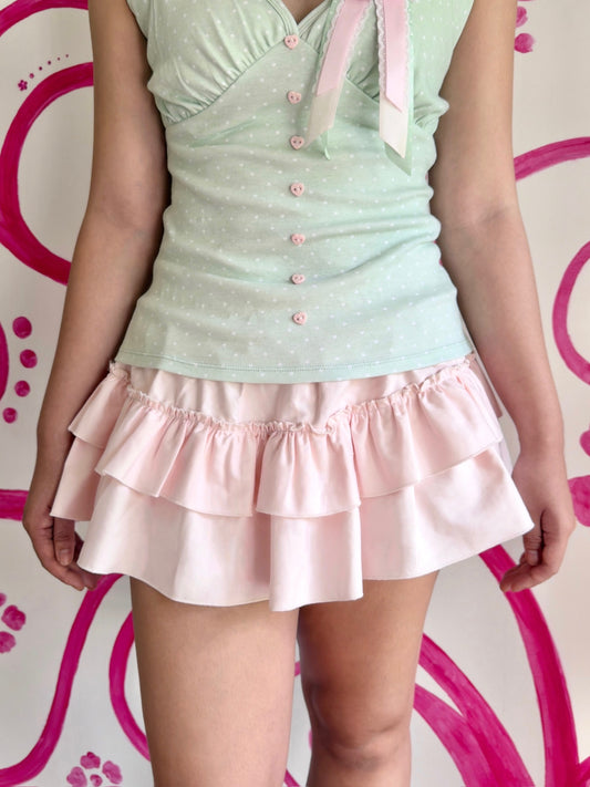 Basic smocked skirt (pink)