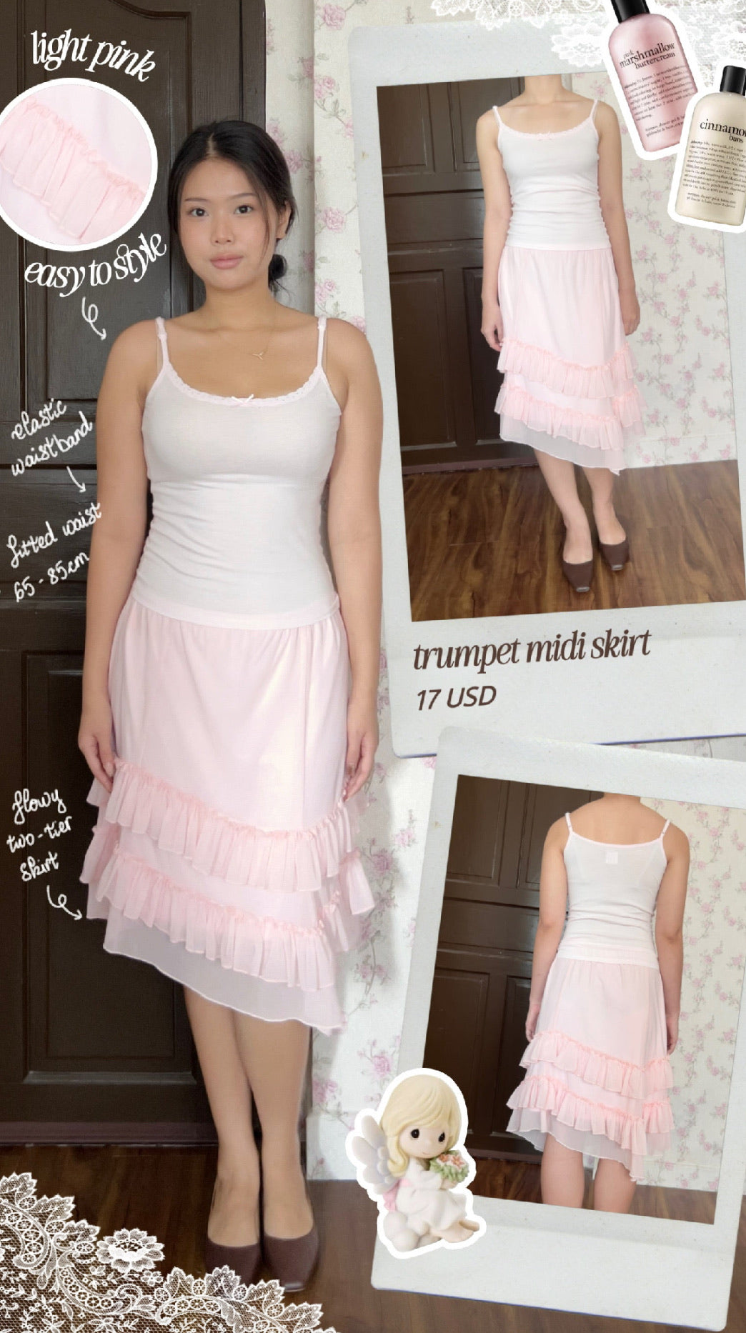 [Small Defect] Trumpet ruffle midi skirt (version 2)
