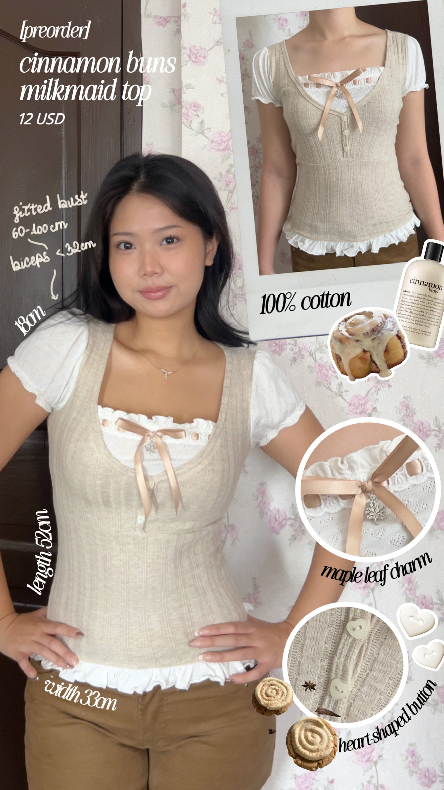 [PreOrder] Cinnamon buns milkmaid top