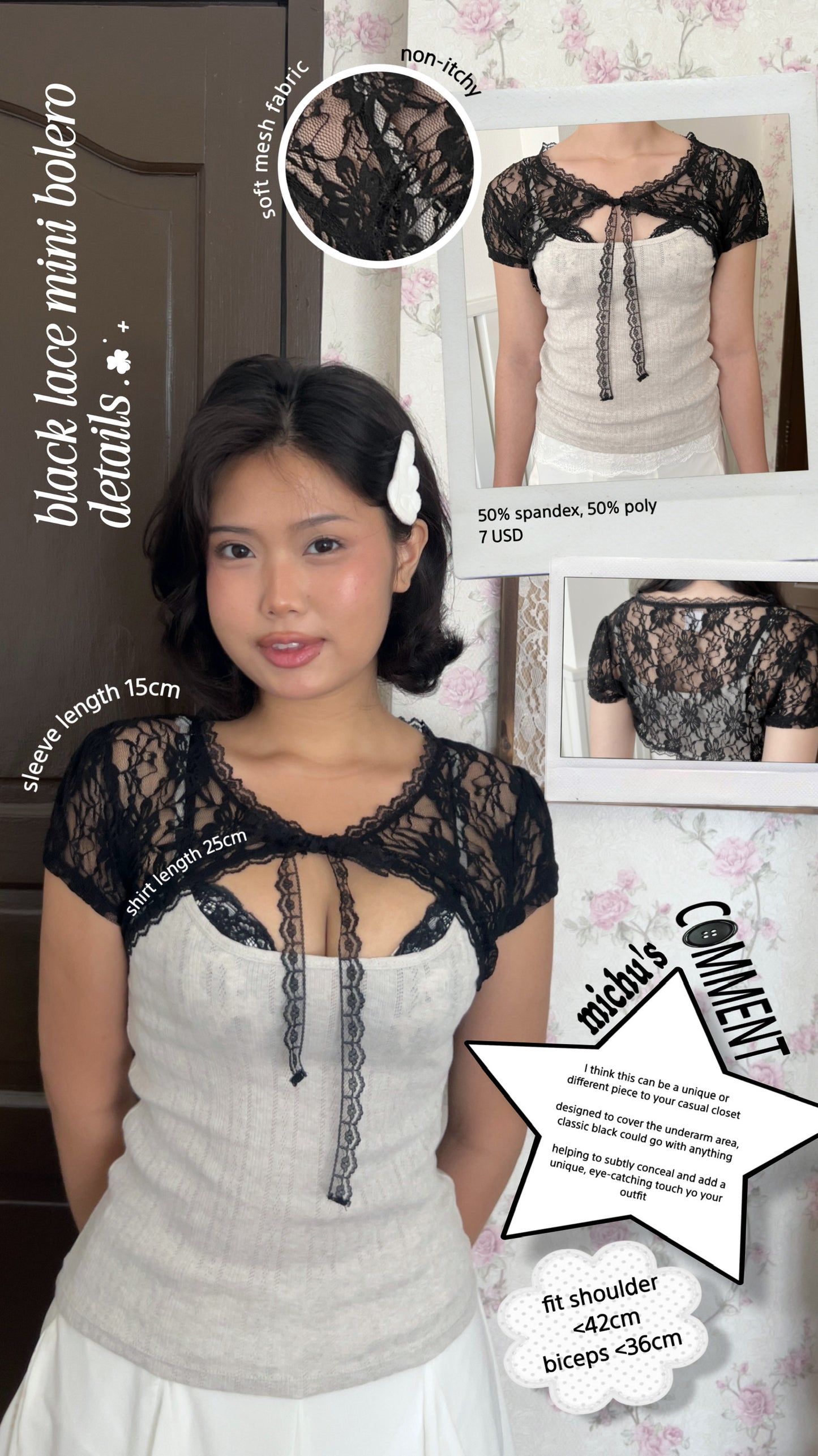 Mini bolero (black lace)