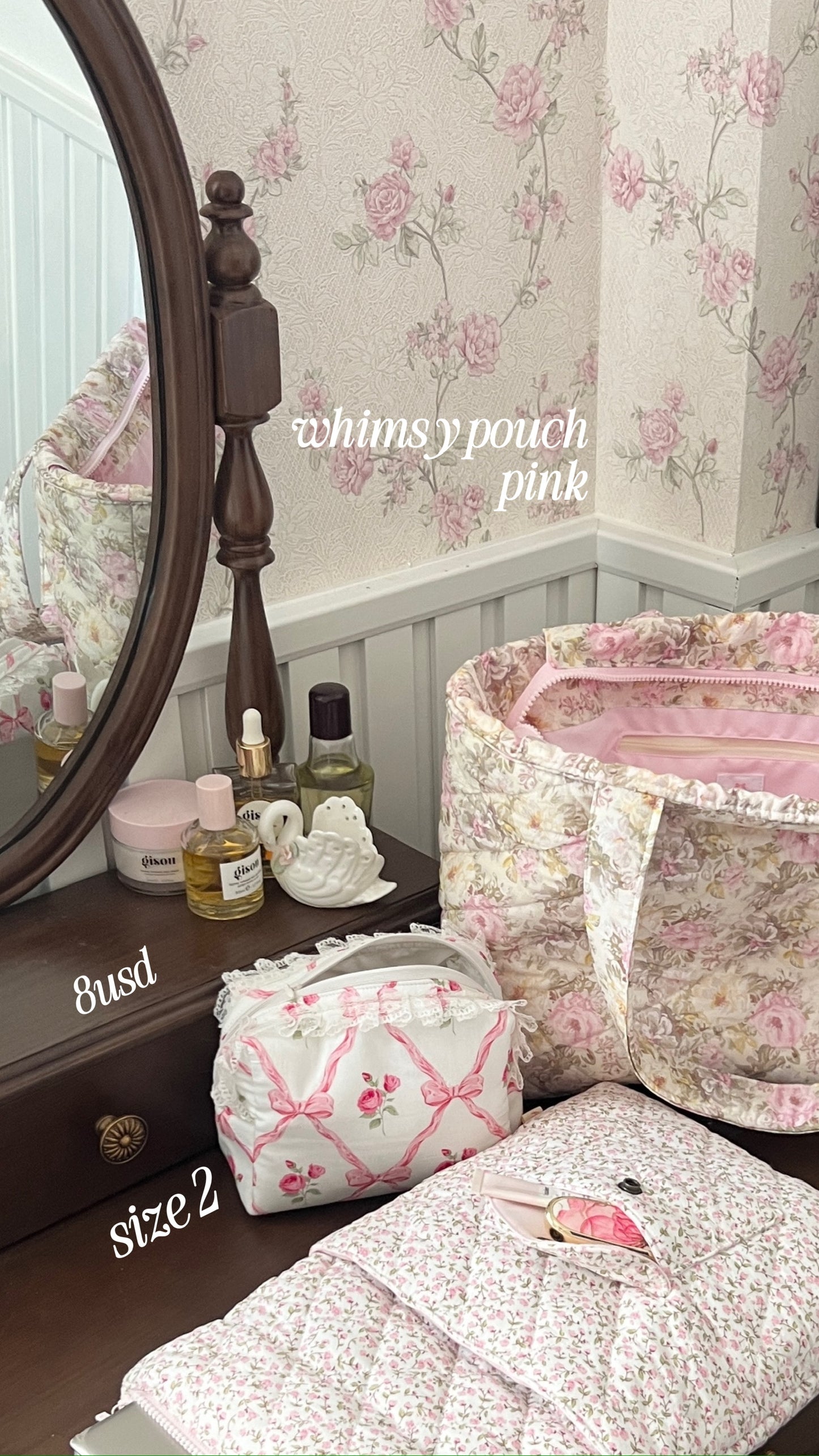 Whimsy pouch (blue & pink)