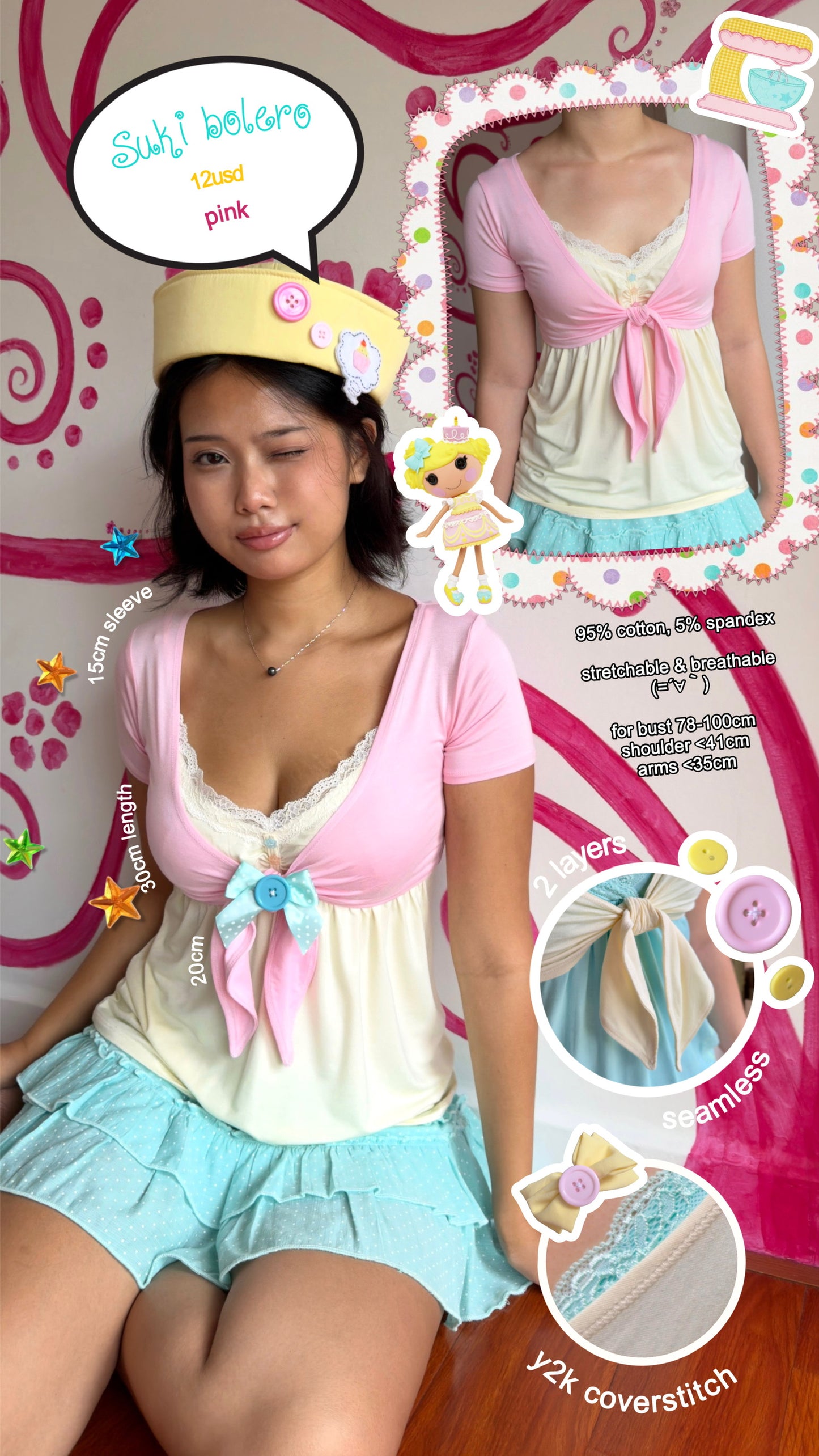 Suki bolero (pink)