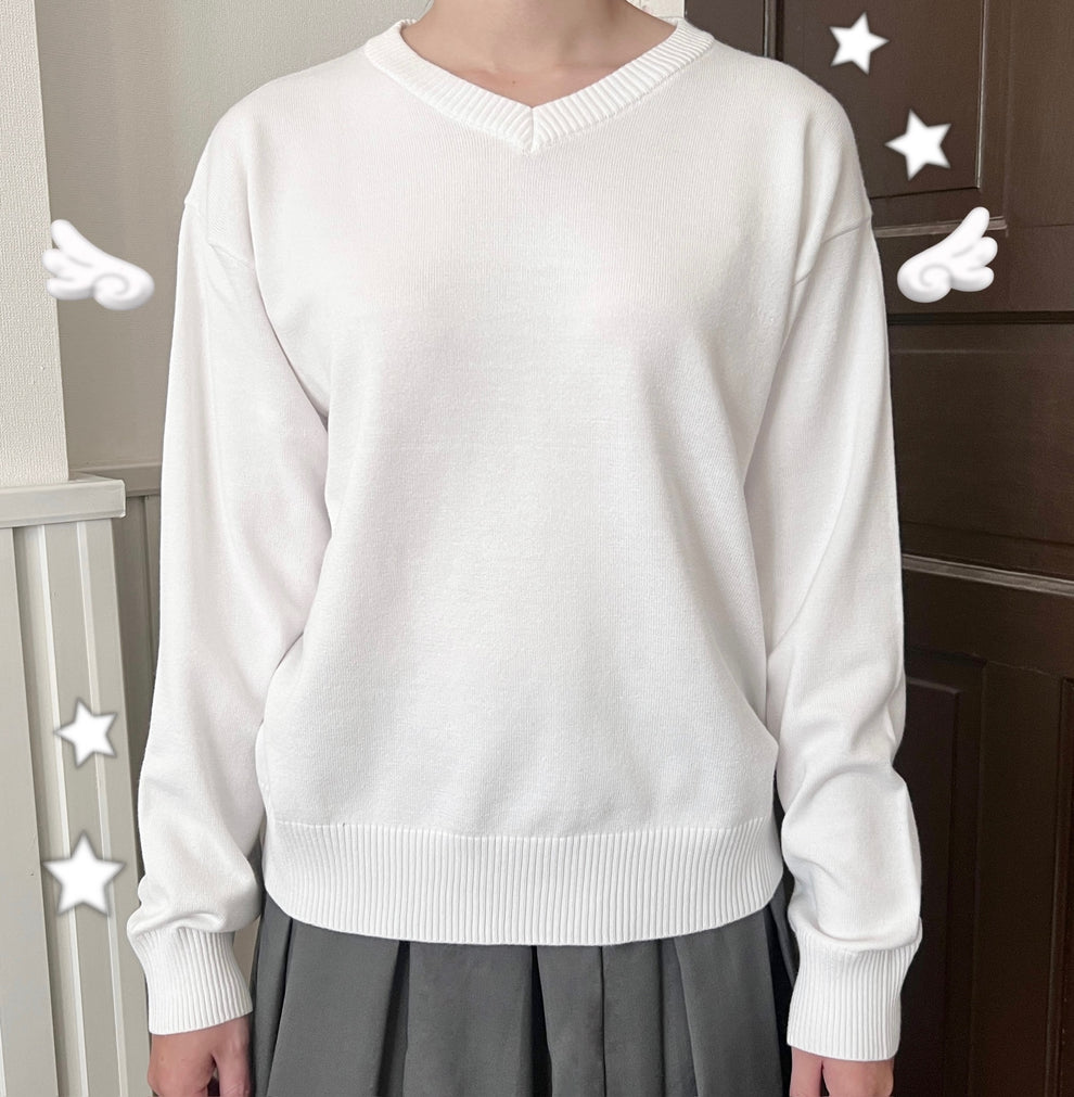 Knitted sweater (grey & white) – Mandy Crimson