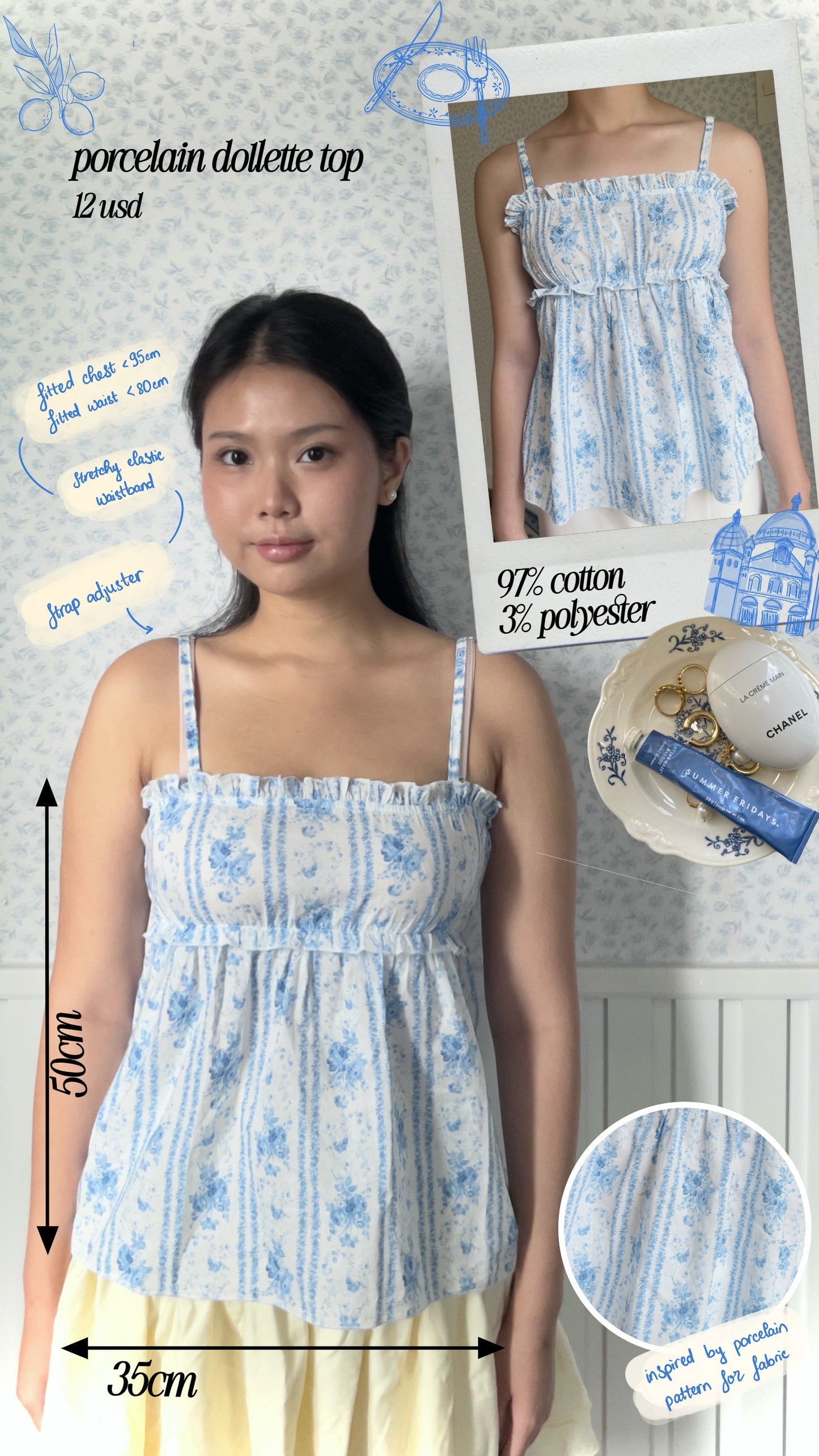 Porcelain dollette top