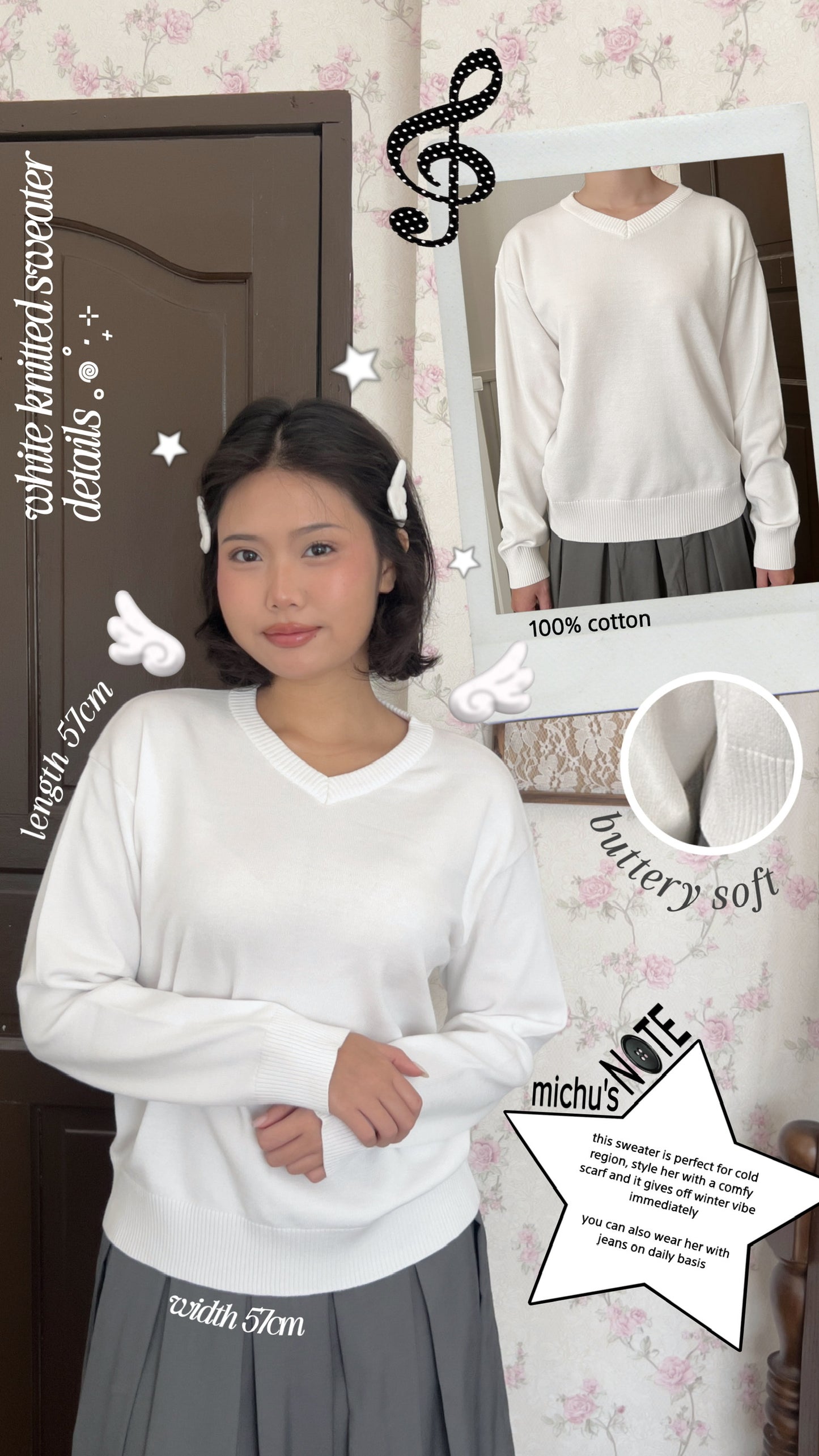 Knitted sweater (grey & white)