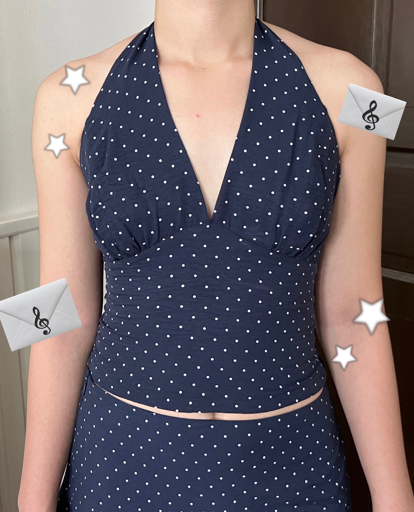 Polkadot halter top (navy)
